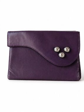 Vintage 80s Purple leather envelope clutch.